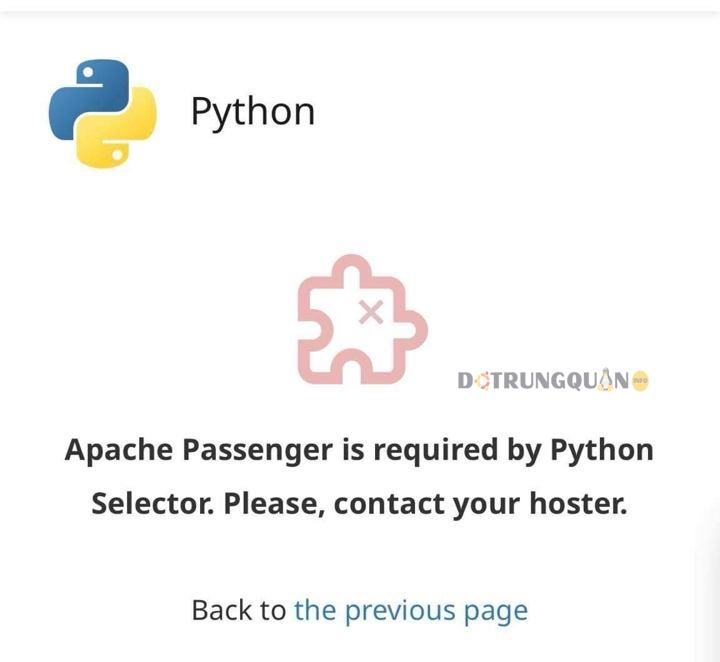 Apache Passenger is required by Python Selector