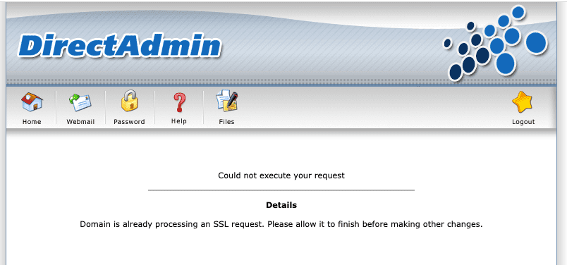 Domain is already processing an SSL request