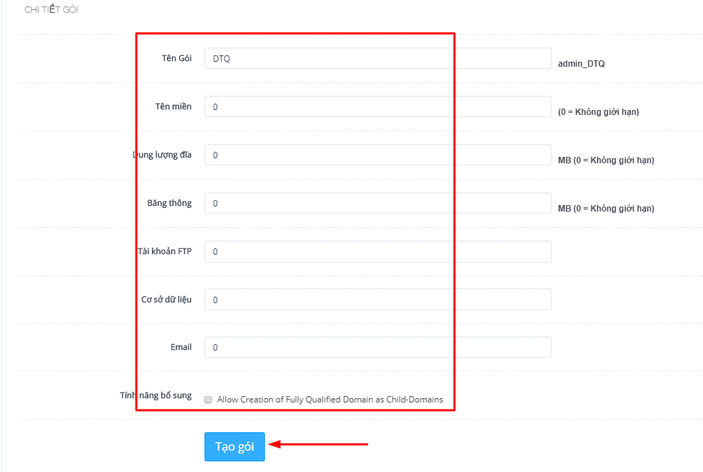 Tạo gói và thiết lập website Cyber Panel