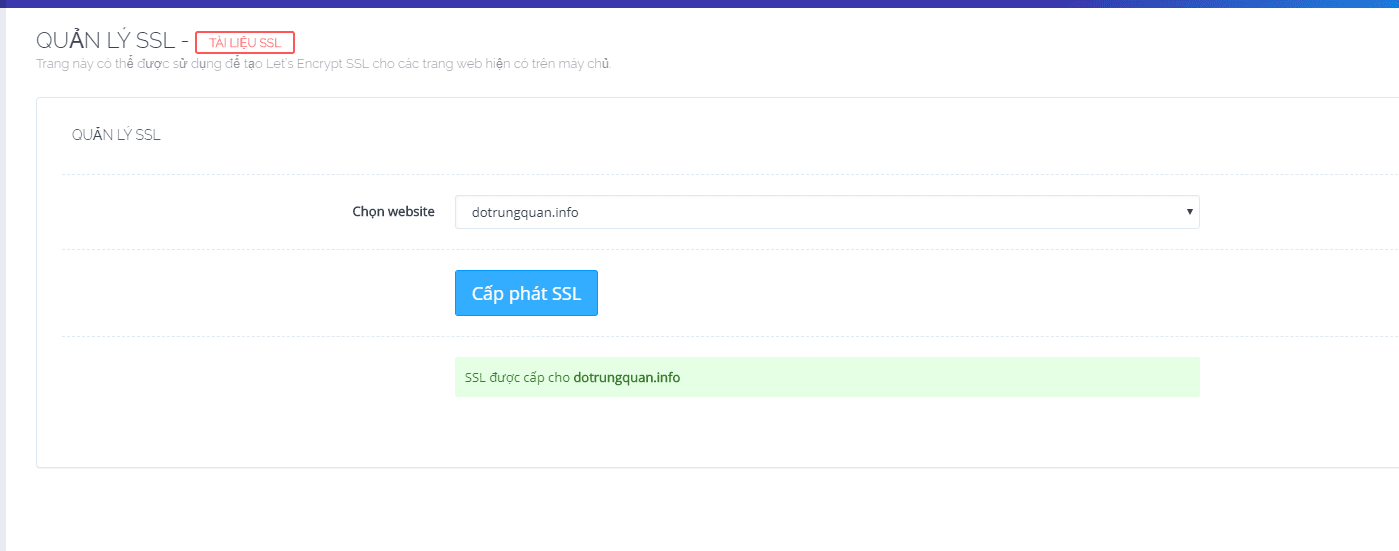 Không thể Cấp phát SSL. Lỗi: 0,283 Failed to obtain SSL for domain. [issueSSLForDomain]